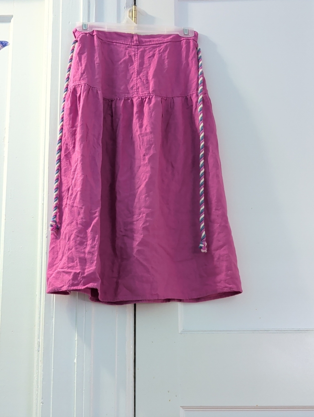 Bright Pink A-Line Women's Skirt with Braided Belt